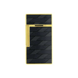 St Dupont Accendino Biggy Laccato vista posteriore motivo Monogram 1872 in lacca nera con profili oro e rotella 025079