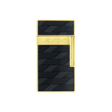 St Dupont Accendino Biggy Laccato Monogram 1872 nero e oro, motivo geometrico in lacca nera con finiture dorate 025079