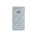 St Dupont Accendino Biggy Laccato Monogram 1872 vista posteriore con pattern geometrico grigio argento 025080