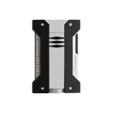 St Dupont Accendino Défi Extrême Spazzolato in metallo cromato spazzolato e nero, design sportivo con viti a vista 021403