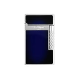 St Dupont Accendino Le Grand Dupont Laccato blu scuro con finiture palladio e rotella zigrinata, vista frontale C23013