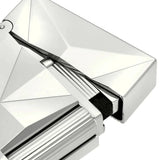 St Dupont Ligne 2 Fire X dettaglio fiamma e meccanismo apertura con lavorazione geometrica sfaccettata in palladio C18610
