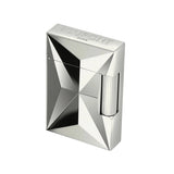 St Dupont Ligne 2 Fire X vista prospettica con logo inciso, corpo ottone finitura palladio sfaccettatura 3D C18610
