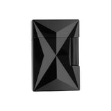 St Dupont Accendino Ligne 2 Fire X vista frontale design sfaccettato geometrico 3D in ottone nero lucido C18612