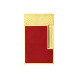 St Dupont Accendino Ligne-2 Guilloche Criniera lacca rossa e finitura placcata oro motivo ondulato C16089CL