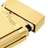 St Dupont Accendino Ligne-2 Guilloche dettaglio logo inciso e meccanismo apertura in ottone placcato oro 016284