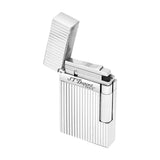 St Dupont Accendino Ligne-2 Guilloche aperto con coperchio sollevato, dettaglio rotella e pietra focaia palladio 016817