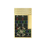 St Dupont Accendino Ligne 2 Laccato edizione Fuente lacca nera con monogramma X multicolore e finitura oro giallo C16060CL