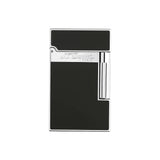 St Dupont Accendino Ligne 2 Laccato nero con finiture in palladio, vista frontale elegante classica 016296