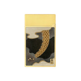 St Dupont Accendino Ligne 2 Maki-e vista posteriore con coda del drago dorata su lacca nera e firma Zenni C16150