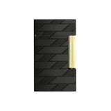 St Dupont Accendino Ligne 2 Monogram 1872 in ottone nero con guilloche e dettagli dorati, vista frontale C16179