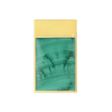 St Dupont Accendino Ligne 2 Stone Of Fortune vista posteriore malachite verde con venature naturali e cornice dorata C16102