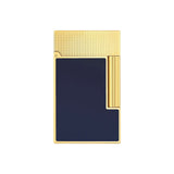 St Dupont Accendino Ligne 2 Testa Micro Diamante in lacca blu e finitura oro giallo, vista frontale C16457
