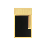 St Dupont Accendino Ligne 2 Testa Micro Diamante in ottone dorato e lacca nera opaca, vista frontale C16601