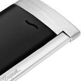 St Dupont Accendino Slim 7 Laccato dettaglio finitura cromo spazzolato e lacca nera opaca con logo inciso 027710