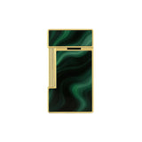 St Dupont Accendino Slimmy Laccato Géode vista posteriore lacca effetto malachite verde e profilo oro 28036