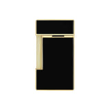 St Dupont Accendino Slimmy Laccato nero e oro vista posteriore con profilo sottile e rigature dorate 028002