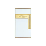 St Dupont Accendino Slimmy Laccato bianco con finiture oro, design slim elegante vista frontale 028004