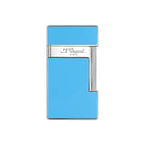 St Dupont Accendino Slimmy Laccato azzurro cielo con finiture cromate, design slim elegante vista frontale 028007