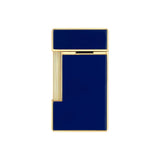 St Dupont Accendino Slimmy Laccato blu e oro, vista posteriore con rotella di accensione e corpo laccato 28225