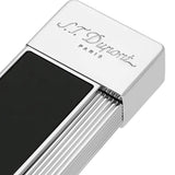 St Dupont Accendino Twiggy Laccato dettaglio cappuccio cromato con incisione logo e finitura lacca nera lucida 030001
