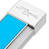 St Dupont Accendino Twiggy Laccato dettaglio incisione logo e finitura cromata con lacca azzurra 030007