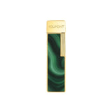 St Dupont Accendino Twiggy Laccato Géode decoro malachite verde con finitura oro, vista frontale 30036