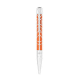 St Dupont Penna D-Initial A Sfera Orlinski vista completa lacca arancione con motivo geometrico Kong cromo 275063