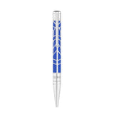 St Dupont Penna D-Initial A Sfera Orlinski lacca blu con motivo geometrico Kong e finiture cromate 275064