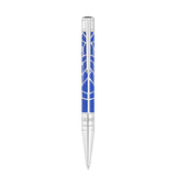 St Dupont Penna D-Initial A Sfera Orlinski in ottone lacca blu motivo Kong finiture cromo vista completa 275064