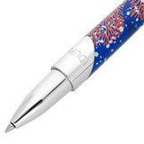 St Dupont Défi Millenium Roller dettaglio punta cromata con incisione Dupont e lacca blu coralli arancio 402053