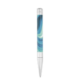 St Dupont Initial A Sfera vista posteriore penna Geode con logo Dupont inciso e motivo agata blu verde 275035