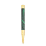St Dupont Initial A Sfera penna a sfera vista posteriore con logo Dupont inciso, corpo verde malachite oro 275036