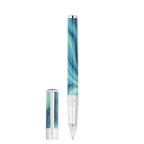 St Dupont Penna Initial Roller Geode decoro agata blu e verde con finiture cromate, cappuccio rimosso 272035