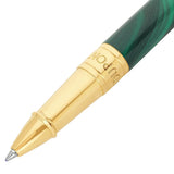 St Dupont Initial Roller Geode dettaglio punta dorata con incisione Dupont e corpo verde malachite 272036