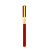 St Dupont Initial Roller vista laterale con cappuccio chiuso, clip Sword dorata e lacca rossa guilloché 272080