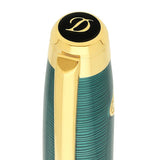 St Dupont Line D Eternity 20001 Leghe Sotto i Mari dettaglio cappuccio con logo D, clip sword dorata e lacca verde onde 422052L