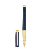 St Dupont Line D Eternity Piuma Large penna stilografica lacca blu Popoté con pennino oro 14kt e finiture dorate 420317L