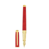 St Dupont Line D Eternity Piuma Large penna stilografica lacca rossa Popoté con finiture dorate e pennino oro 14kt 420318L