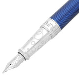 St Dupont Line D Eternity Piuma large dettaglio pennino oro 14kt e manica incisa con bolle decorative in blu 420051L