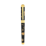 St Dupont Line D Eternity Piuma XL penna chiusa con cappuccio, decorazione Ryusui Shunju foglie d'acero oro su lacca nera 420151XL