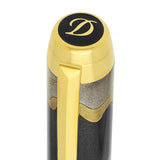St Dupont Line D Eternity Pluma XL Maki-e dettaglio cappuccio con logo D dorato e lacca nera con motivo onde 420150XL