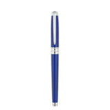 St Dupont Line D Eternity Roller vista completa con cappuccio chiuso, lacca blu brillante e clip cromata 422016M