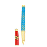 St Dupont Line D Eternity Roller large Wonder Woman lacca rossa e blu con stelle dorate, cappuccio con emblema WW 422181L
