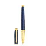 St Dupont Penna Line D Eternity Roller large in lacca Urushi blu Popoté con finiture dorate, corpo e cappuccio 422317L