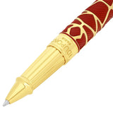 St Dupont Line D Eternity Roller large dettaglio punta e guilloché diagonale lacca rossa con motivo Kong oro spazzolato 422060L