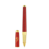 St Dupont Penna Line D Eternity Roller large rossa con guilloché a criniera, cavallo dorato sul cappuccio e finiture oro 422080L