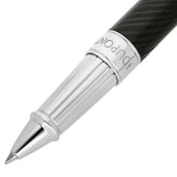 St Dupont Line D Eternity Roller large dettaglio punta e ghiera palladio con incisione logo su lacca nera guilloché 422088L