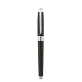St Dupont Line D Eternity Roller large vista chiusa con clip Sword e lacca nera guilloché a criniera finiture palladio 422088L