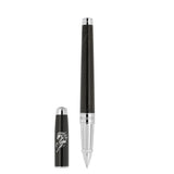 St Dupont Line D Eternity Roller large penna in lacca nera guilloché criniera con cavallo argentato e finiture palladio 422088L